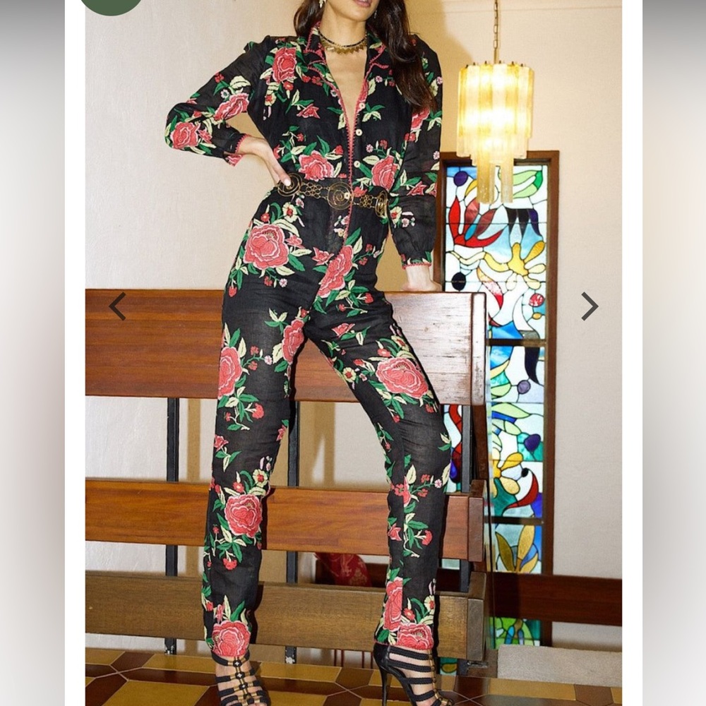 Chasing Unicorns Black and Red Floral Jumpsuit